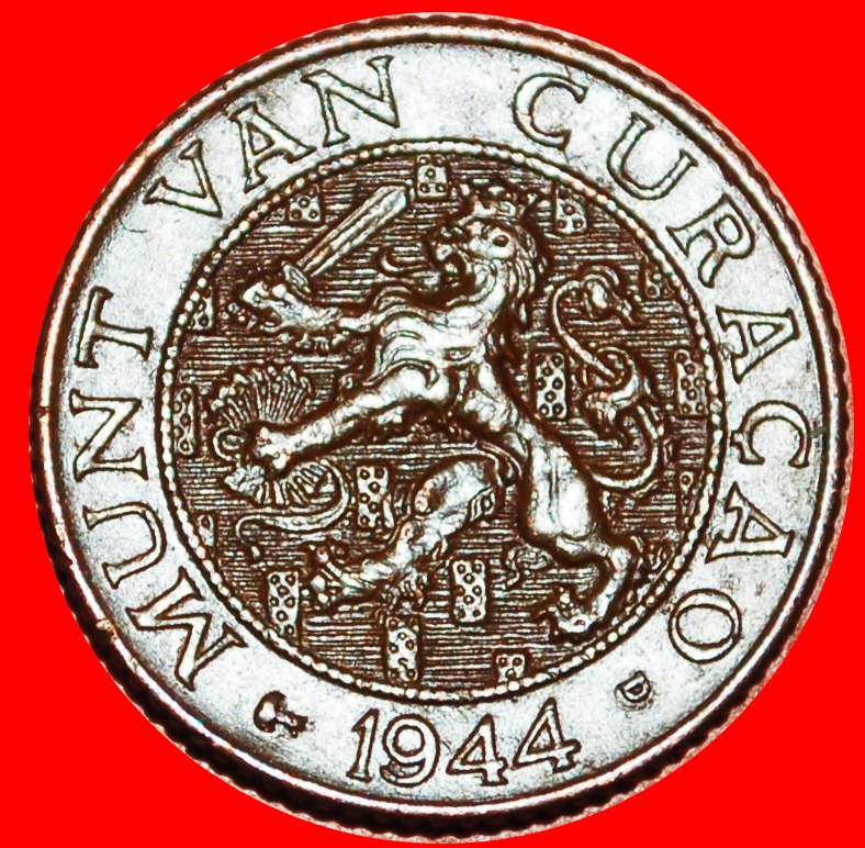  * USA (1944-1947): CURACAO ★ 1 CENT 1944D! WILHELMINA (1890-1948) ENTDECKUNG MÜNZE! OHNE VORBEHALT!   