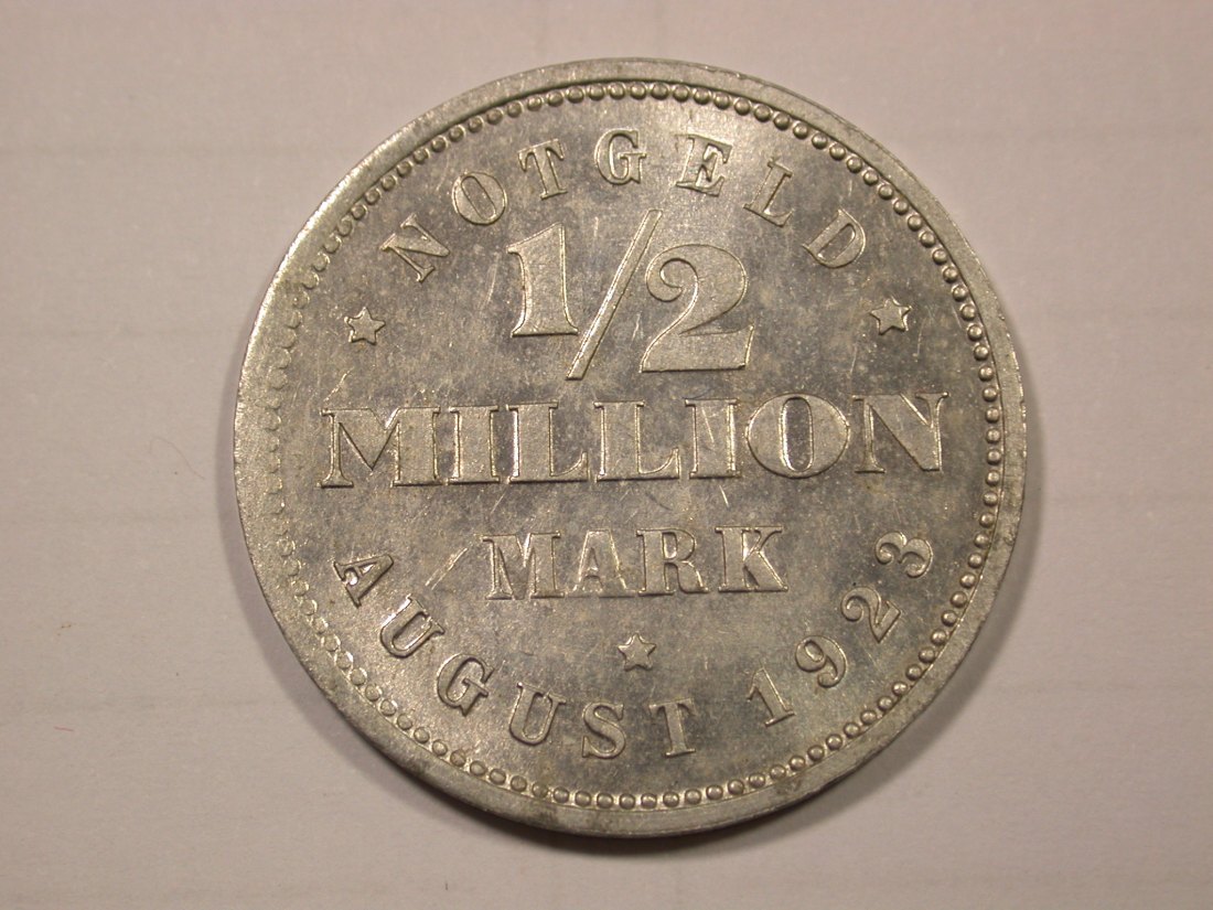  F19 Notgeld Hamburg  1/2 Million Mark 1923 in vz-st  Originalbilder   