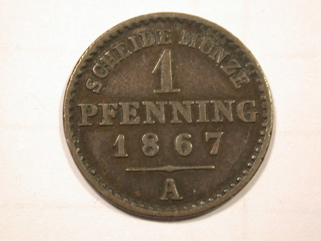 F19 Preussen 1 Pfennig 1967 A in ss+ Originalbilder