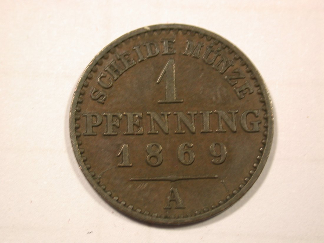 F19 Preussen 1 Pfennig 1969 A in vz/vz-st Originalbilder