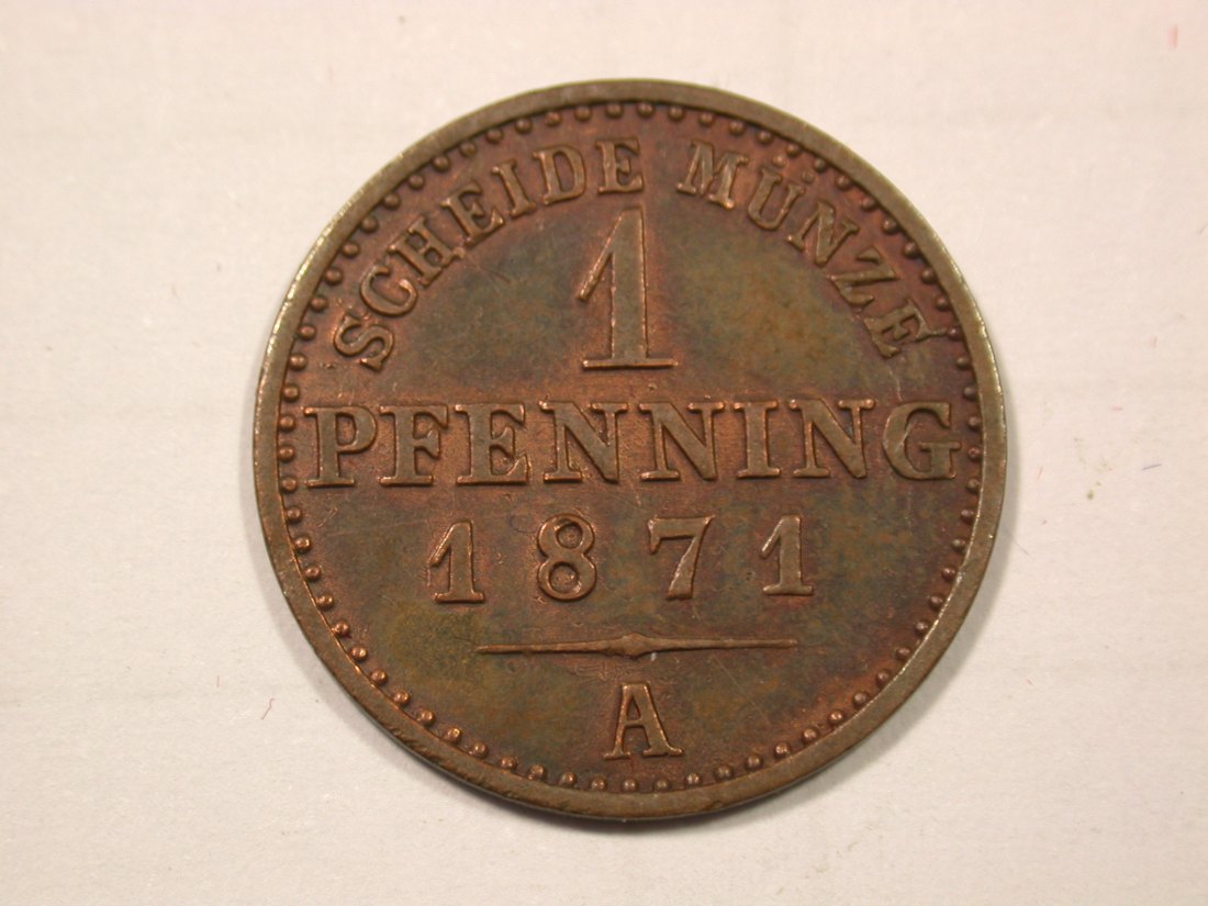 F19 Preussen 1 Pfennig 1971 A in vz/vz+ Originalbilder