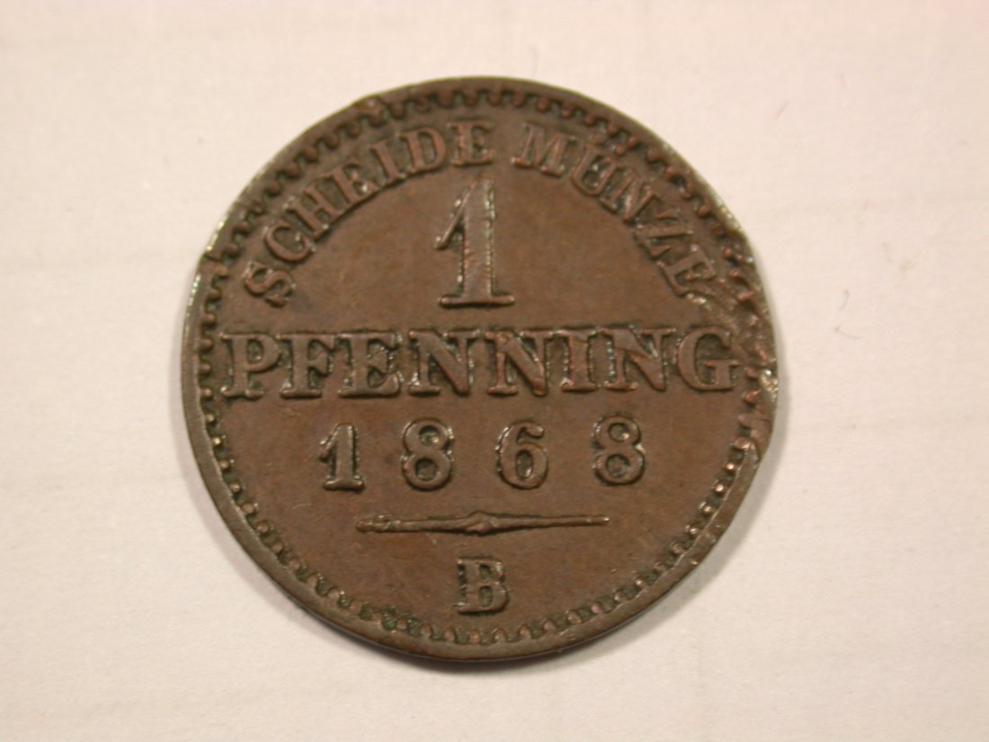  F19 Preussen  1 Pfennig 1968 B in vz-st, Randfehler  Originalbilder   