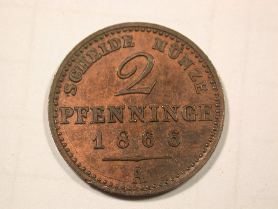 F19 Preussen 2 Pfennig 1866 A in f.st Originalbilder