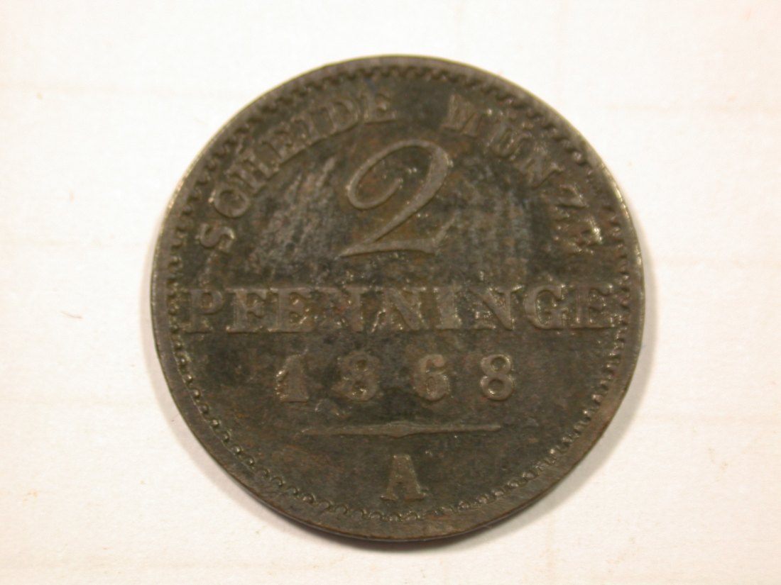  F19 Preussen  2 Pfennig 1868 A in ss    Originalbilder   