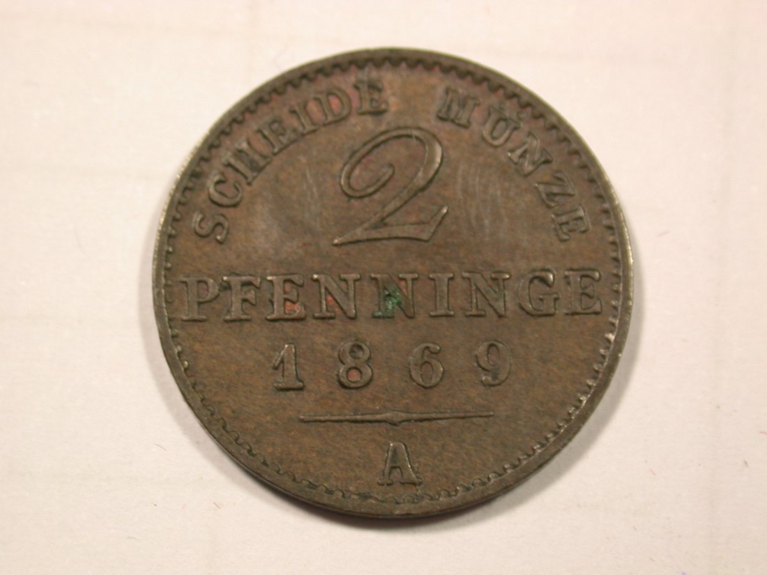  F19 Preussen  2 Pfennig 1869 A in f.ST    Originalbilder   