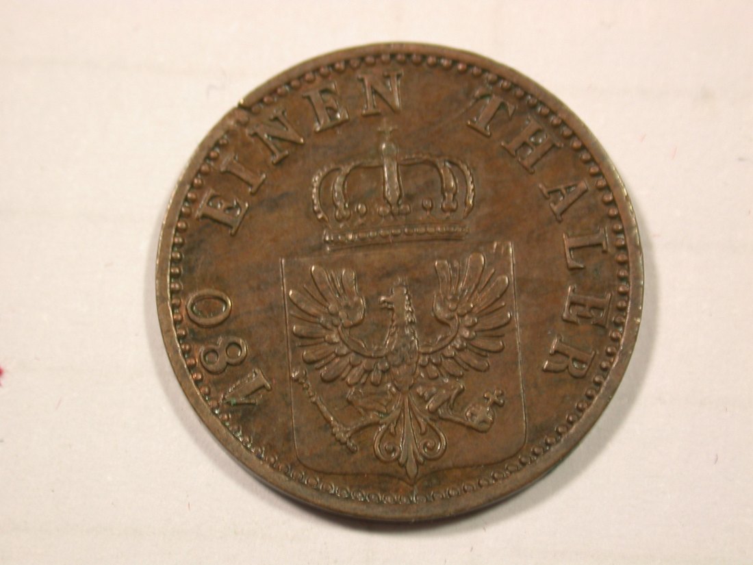  F19 Preussen  2 Pfennig 1870 A in vz-st, kl. Rdf.   Originalbilder   