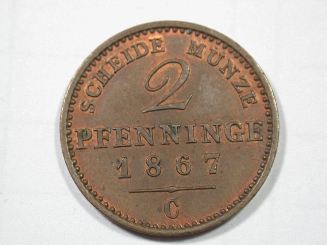  F19 Preussen  2 Pfennig 1867 C in f.ST   Originalbilder   