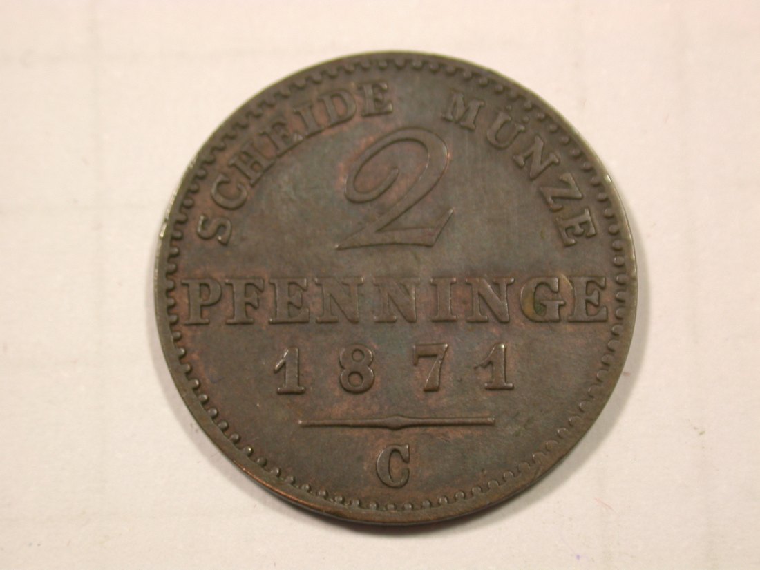  F19 Preussen  2 Pfennig 1871 C in f.vz    Originalbilder   