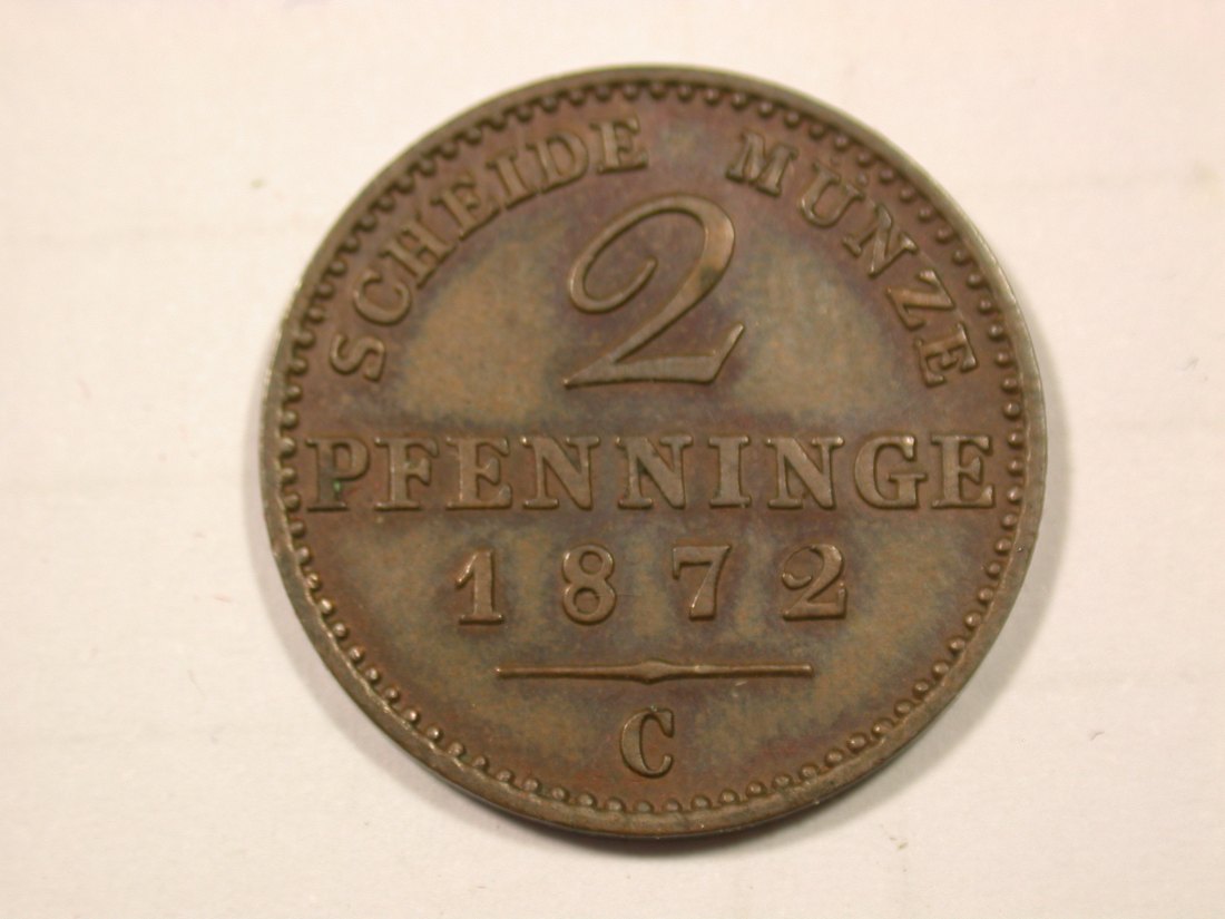  F19 Preussen  2 Pfennig 1872 C in f.ST R!!    Originalbilder   