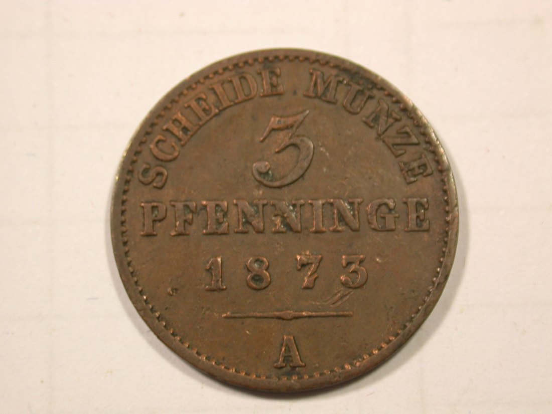  F19 Preussen  3 Pfennig 1873 A in ss-vz    Originalbilder   