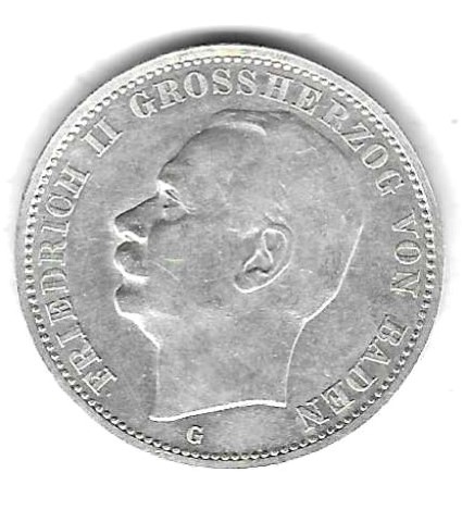  Kaiserreich Baden 3 Mark 1912, fast Stempelglanz, Silber 16,67 gr. 0,900, siehe Scan unten   
