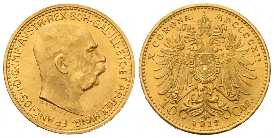 PEUS 7025 Österreich 3,05 g Feingold. Franz Joseph I. (1848 - 1916) 10 Kronen GOLD 1912 (off. NP) Stempelglanz