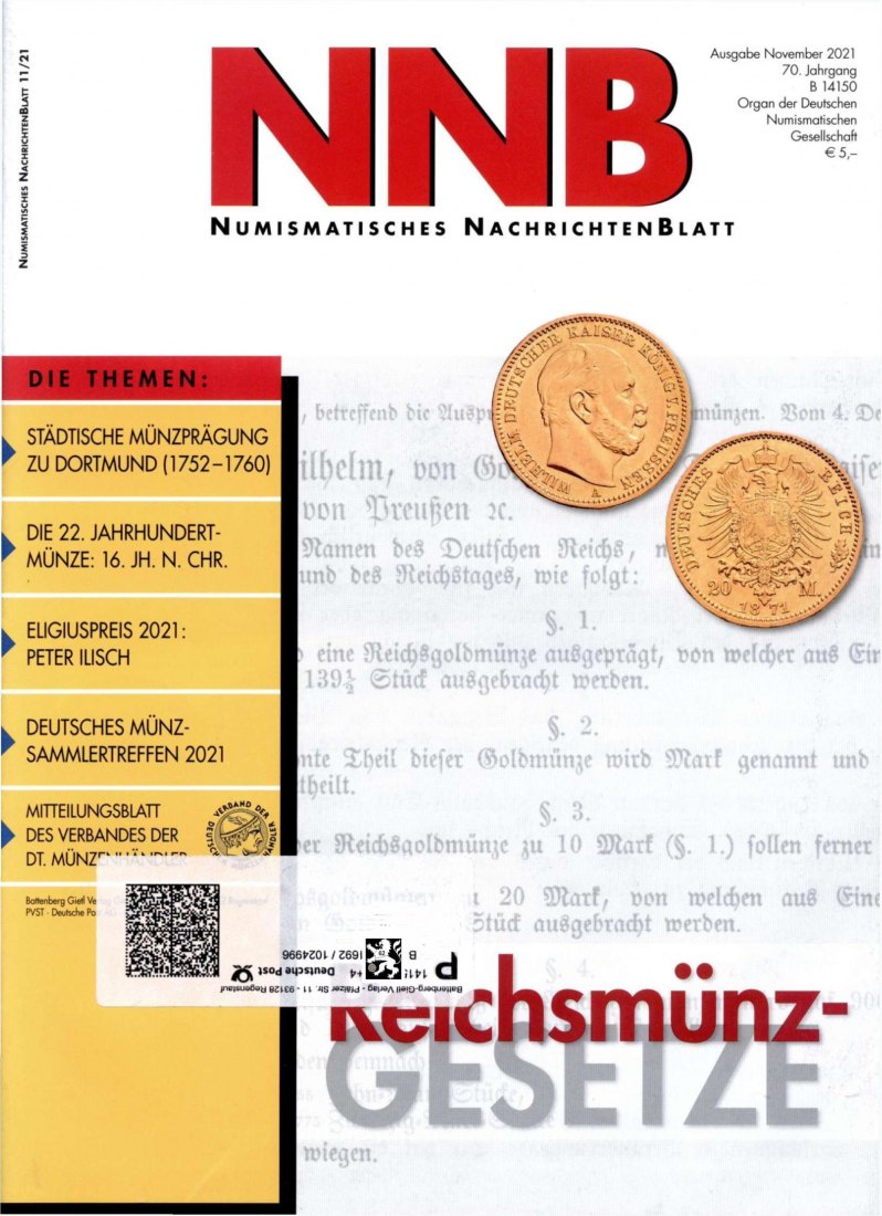  (NNB) Numismatisches Nachrichtenblatt 11/2021Goldschatz aus Grenzau Höhr-Grenzhausen Westerwaldkreis   