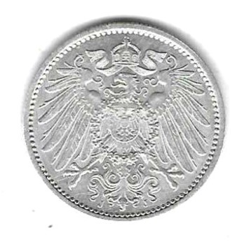  Kaiserreich 1 Mark 1907 J, Silber 5,5 gr. 0,900, Stempelglanz, siehe Scan unten   