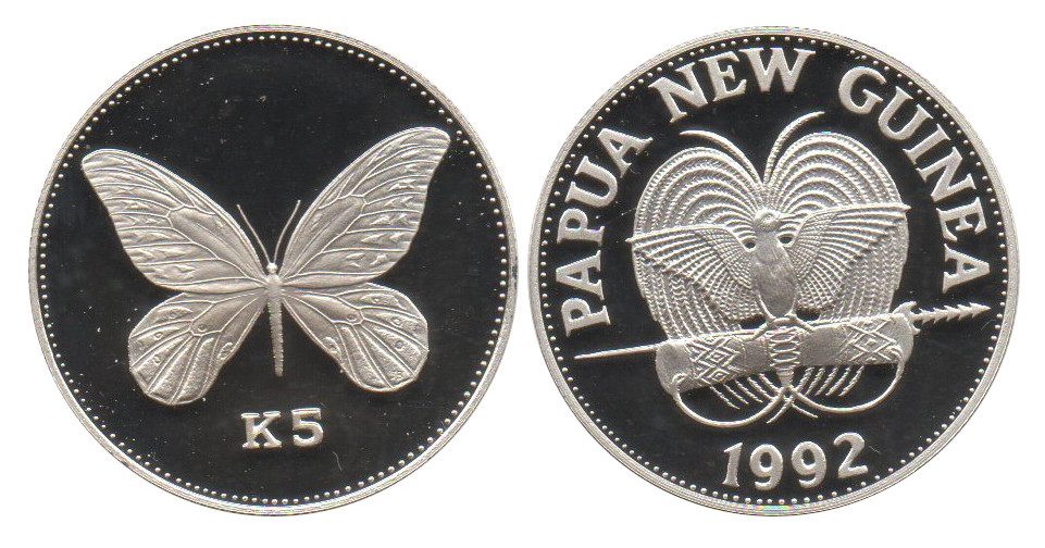  Papua New Guinea 5 Kina 1992 nur 500 Weltweit   