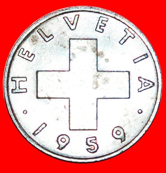  * WEIZENZWEIG (1948-2006): SCHWEIZ ★ 1 RAPPEN 1959B! STEMPEL II+B!★OHNE VORBEHALT!   