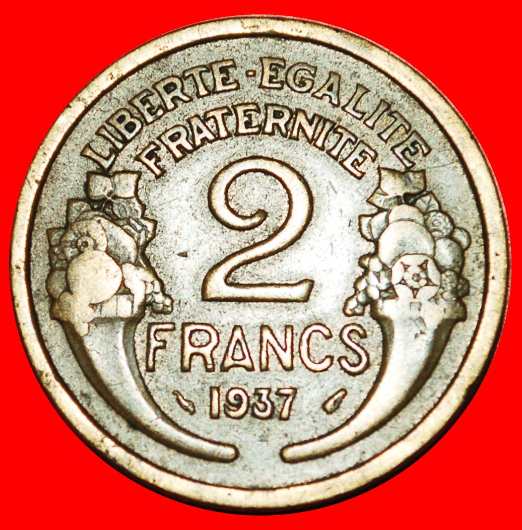  * 2 FÜLLHÖRNER: FRANKREICH ★ 2 FRANCS 1937 ★OHNE VORBEHALT!   