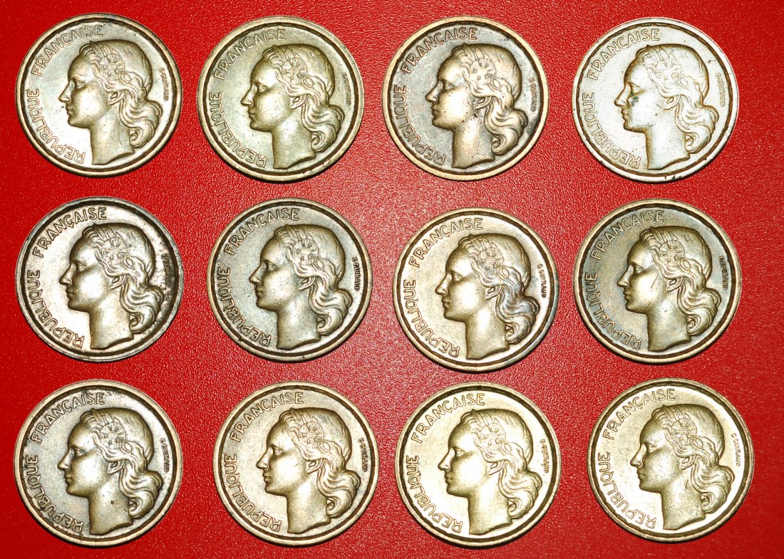  * COCK: FRANCE ★ 10 FRANCS COMPLETE SET 12 COINS 1950-1958! ★LOW START ★ NO RESERVE!   