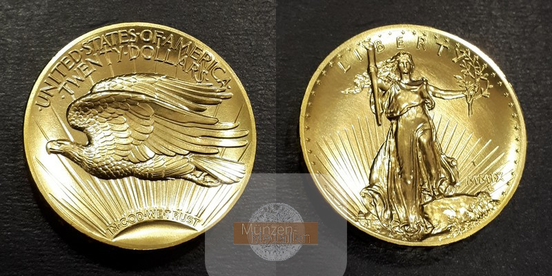 USA  20 Dollar MM-Frankfurt Feingold: 31,1g Double Eagle- Ultra-High Relief 2009 