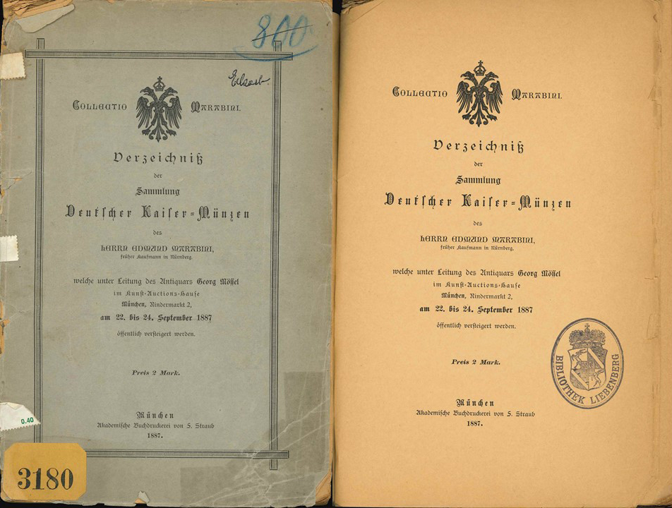  Auktion - Verzeichnis der Sammlung Deutscher Kaiser-Münzen des Herrn Edward Martabini, München 1887   