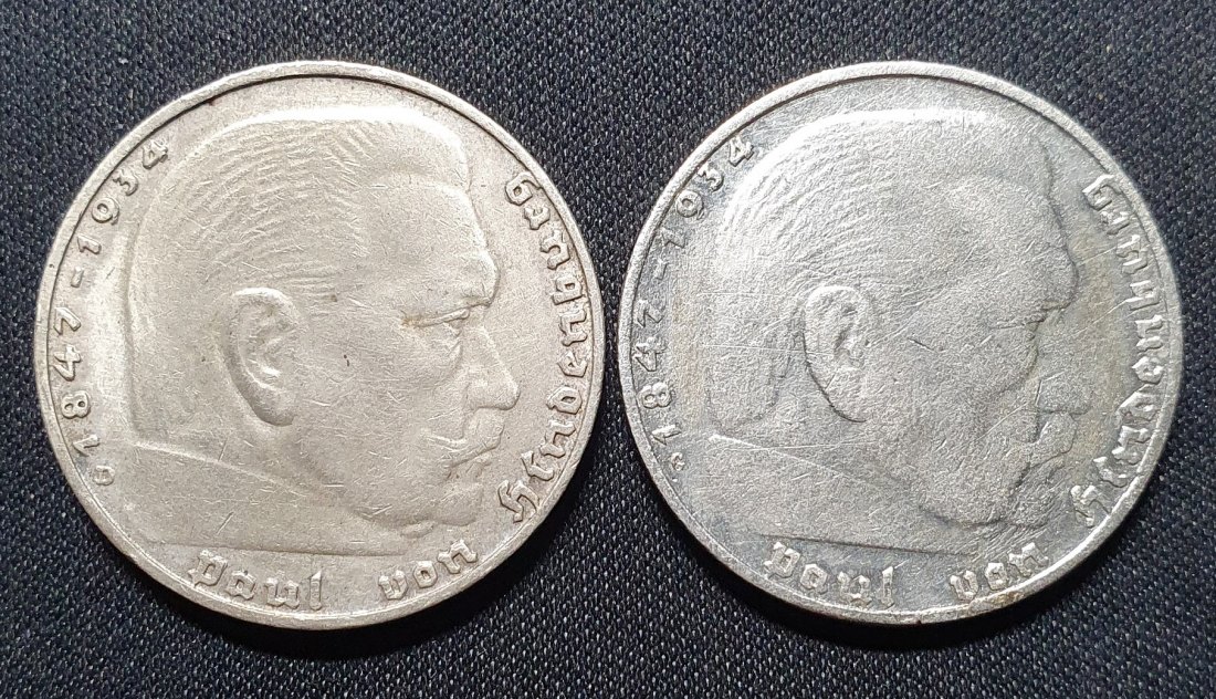  Drittes Reich 2 Reichsmark 1936 D und G Originale Silber Münzen   