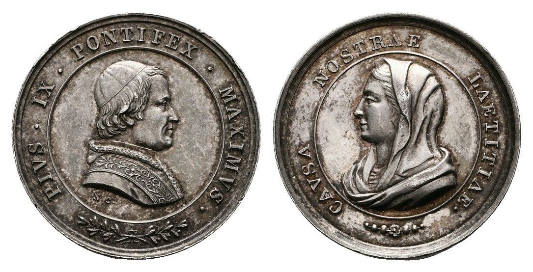  Linnartz VATIKAN Pius IX. kl. Silbermedaille o.J.(Cerbara) f.stgl Gewicht: 9,7g   