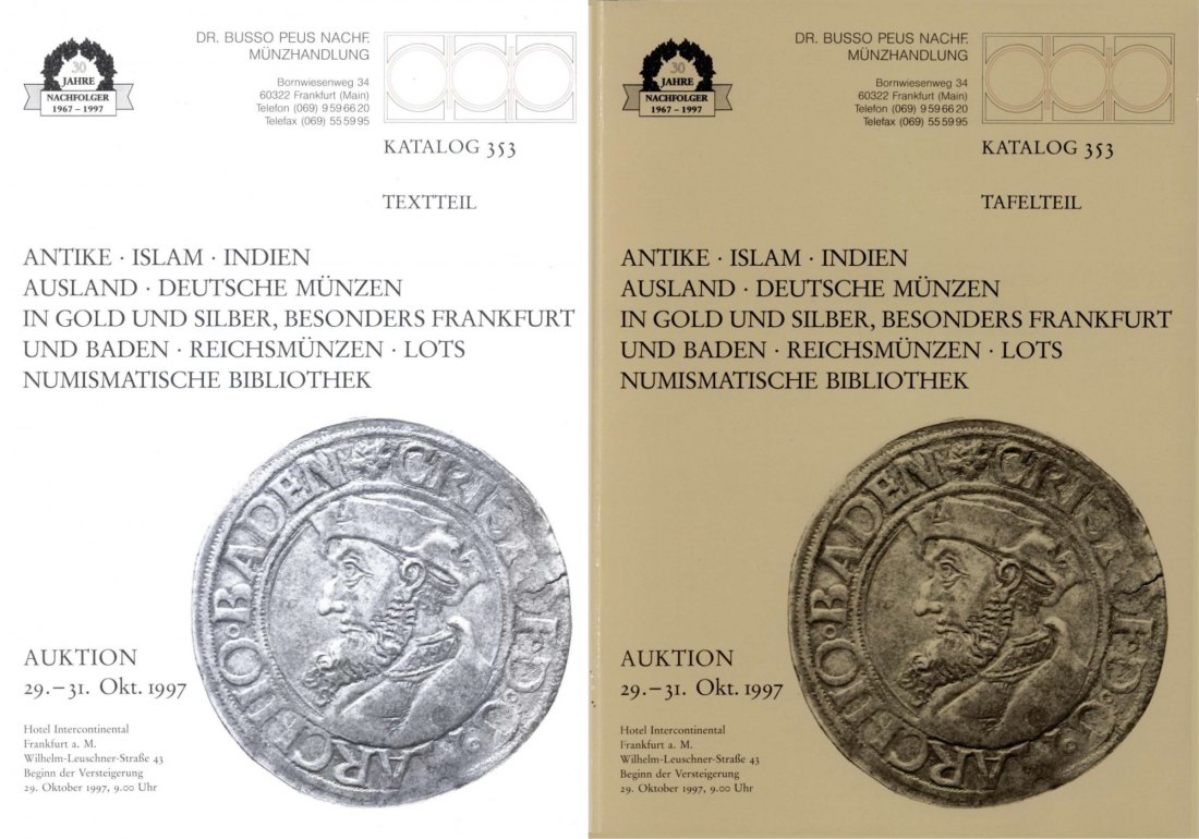  Busso Peus (Frankfurt) Auktion 353 (1997) Antike, Islam, Indien, Frankfurt & Sammlung Baden (Teil I)   