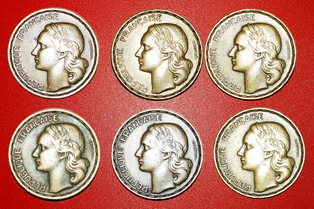  * COCK (1950-1958): FRANCE ★ 50 FRANCS COMPLETE SET 6 COINS 1951-1953!★LOW START ★ NO RESERVE!   