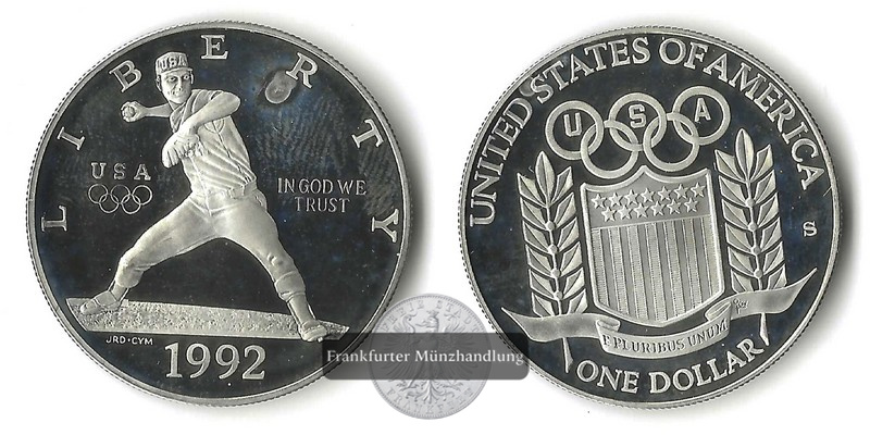  USA  1 Dollar   1992 S    Olympics    FM-Frankfurt  Feinsilber: 24,06g   