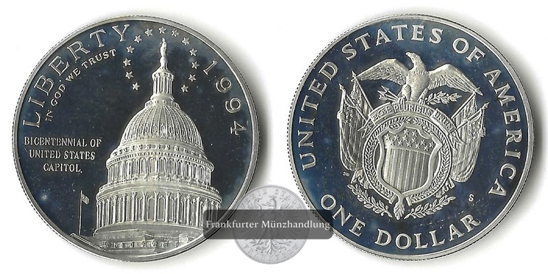  USA  1 Dollar   1994 S    US Capitol Bicentennial    FM-Frankfurt  Feinsilber: 24,06g   