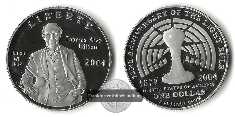  USA  1 Dollar 2004 P Thomas A. Edison  FM-Frankfurt  Feinsilber: 24,06g   