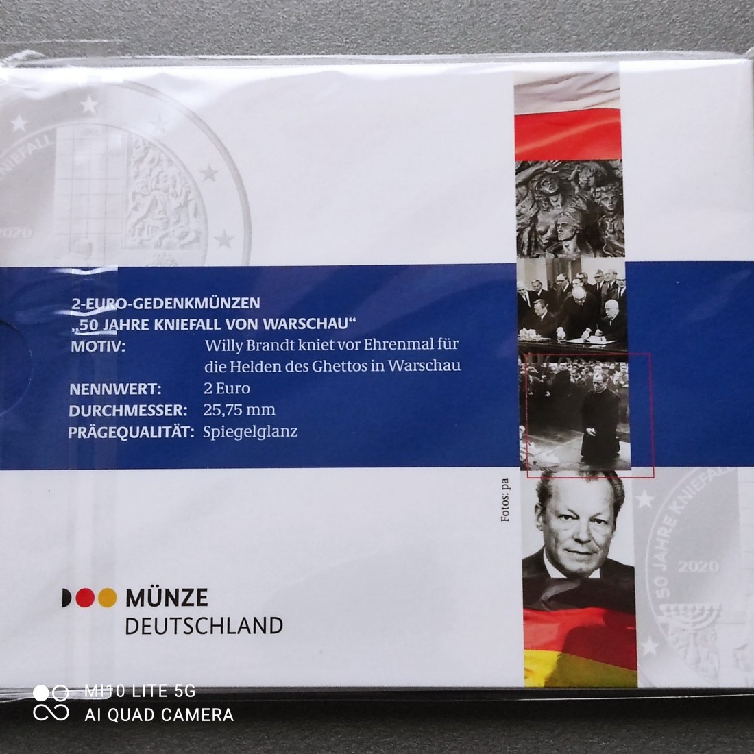  BRD Deutschland 2 Euro Gedenkmünze Set 2020 ADFGJ spiegelglanz pp 50 Jahre Kniefall von Warschau   