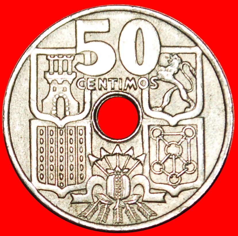 * ANKER: SPANIEN ★50 CENTIMOS 1951 (1949)! uSTG STEMPELGLANZ! ★OHNE VORBEHALT!