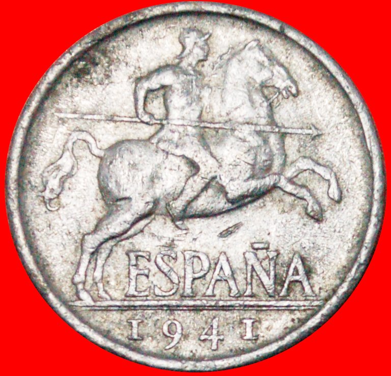  * IBERIAN RIDER: SPAIN★ 5 CENTAVOS 1941! UNUSUAL! LOW START ★ NO RESERVE!   