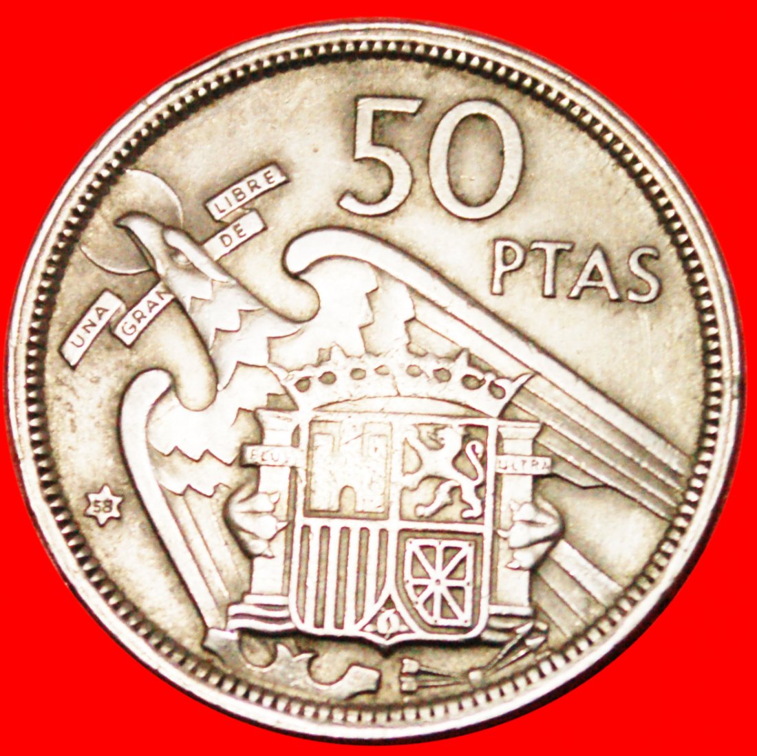  * GENERALISSIMO FRANCO (1936-1975): SPAIN ★ 50 PESETAS 1958 (1957)! LOW START ★ NO RESERVE!   