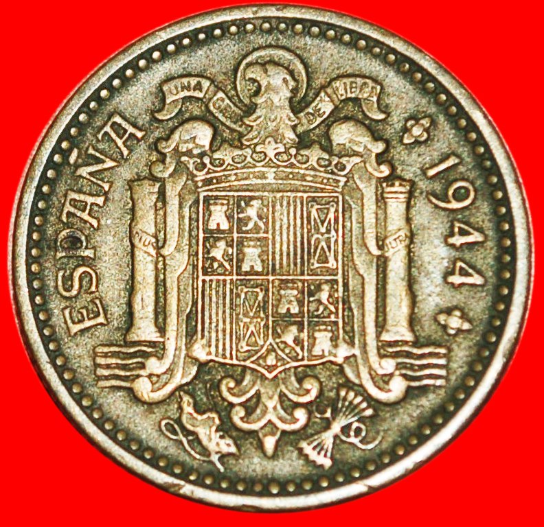  * GENERALISSIMO FRANCO (1936-1975)★ SPAIN ★ 1 PESETA 1944! LOW START ★ NO RESERVE!   