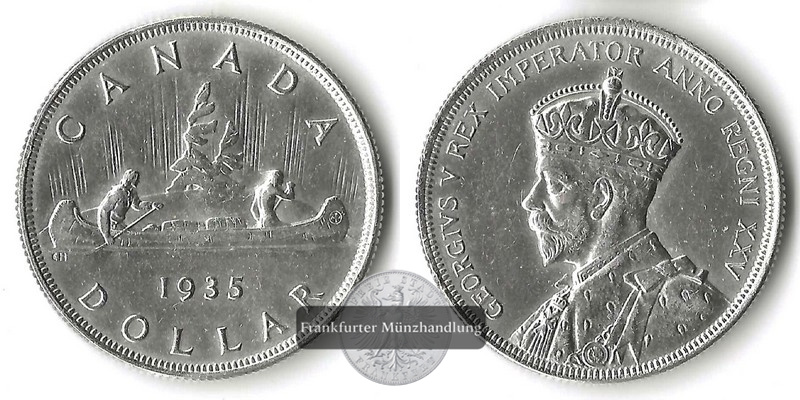  Kanada  1 Dollar 1935  FM-Frankfurt  Feinsilbert: 18,66g   