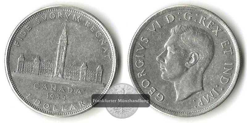  Kanada 1 Dollar  1939    Royal Visit    FM-Frankfurt    Feinsilber: 18,66g   