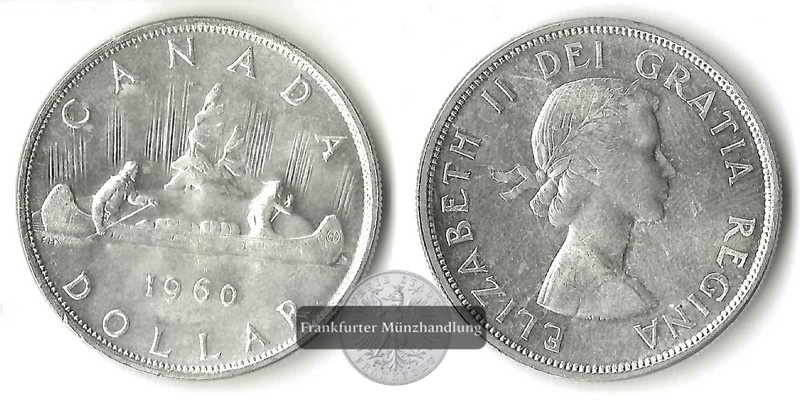  Kanada 1 Dollar  1960  Voyageur   FM-Frankfurt    Feinsilber: 18,65g   