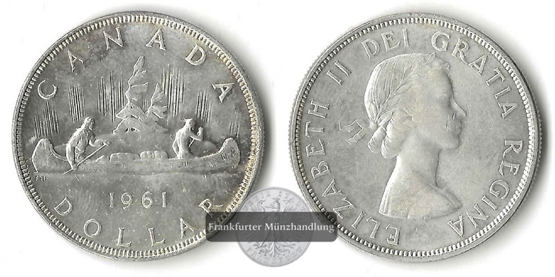  Kanada,  1 Dollar  1961 Elizabeth II FM-Frankfurt Feinsilber: 18,66g   