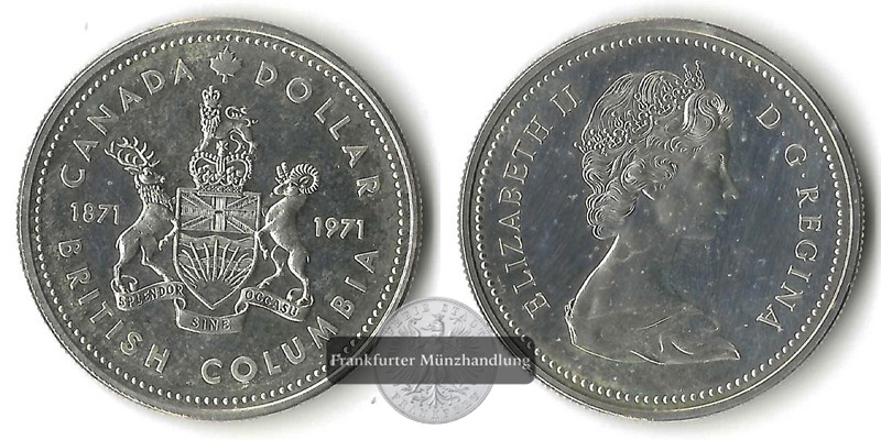  Kanada,  1 Dollar 1971  British Columbia    FM-Frankfurt    Feinsilber: 11,66g   