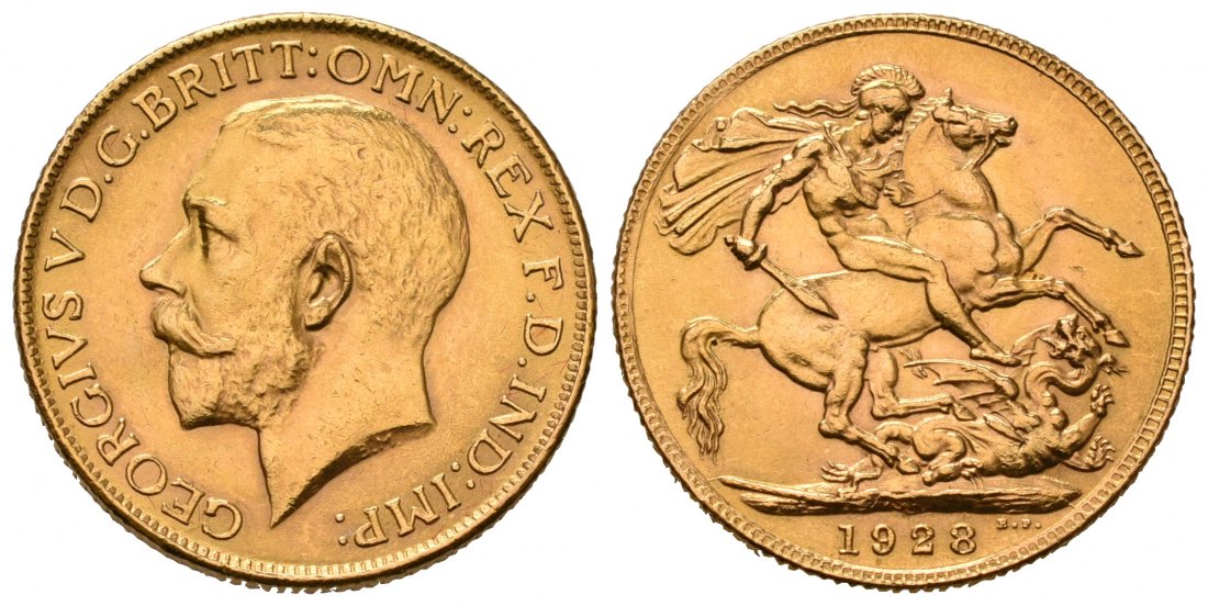 PEUS 7087 Großbritannien / Südafrika 7,32 g Feingold. Georg V. (1910 - 1936) Sovereign GOLD 1928 SA Pretoria Vorzüglich
