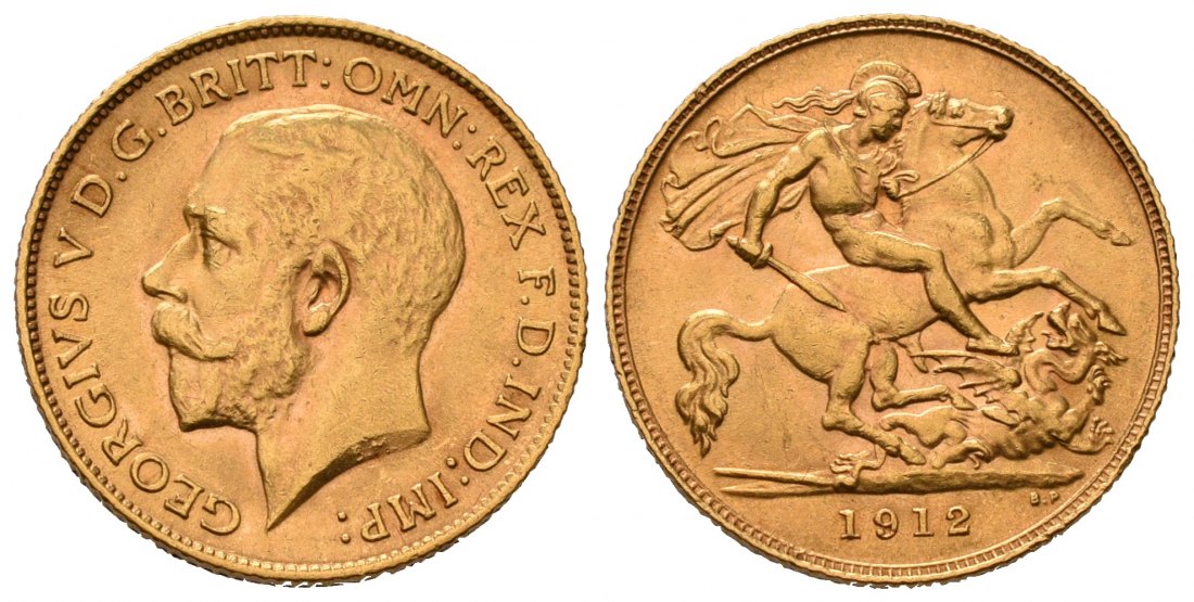 PEUS 7097 Grossbritannien 3,66 g Feingold. Georg V. (1910 - 1936) 1/2 Sovereign GOLD 1912 Vorzüglich