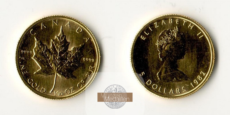 Kanada MM-Frankfurt Feingold: 3,11g 5 Dollar 1982 