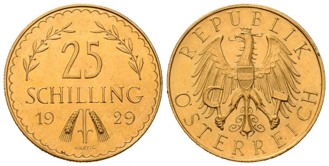 PEUS 7104 Österreich 5,29 g Feingold 25 Schilling GOLD 1929 Vorzüglich