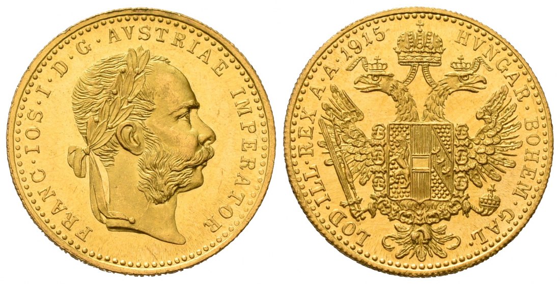 PEUS 7105 Österreich 3,44 g Feingold. Franz Joseph I. (1848 - 1916) 1 Dukat (off.NP) GOLD 1915 Stempelglanz