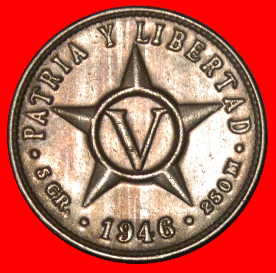 * USA (1915-1961): CUBA ★ 5 CENTAVOS 1946! STAR! LOW START ★ NO RESERVE!