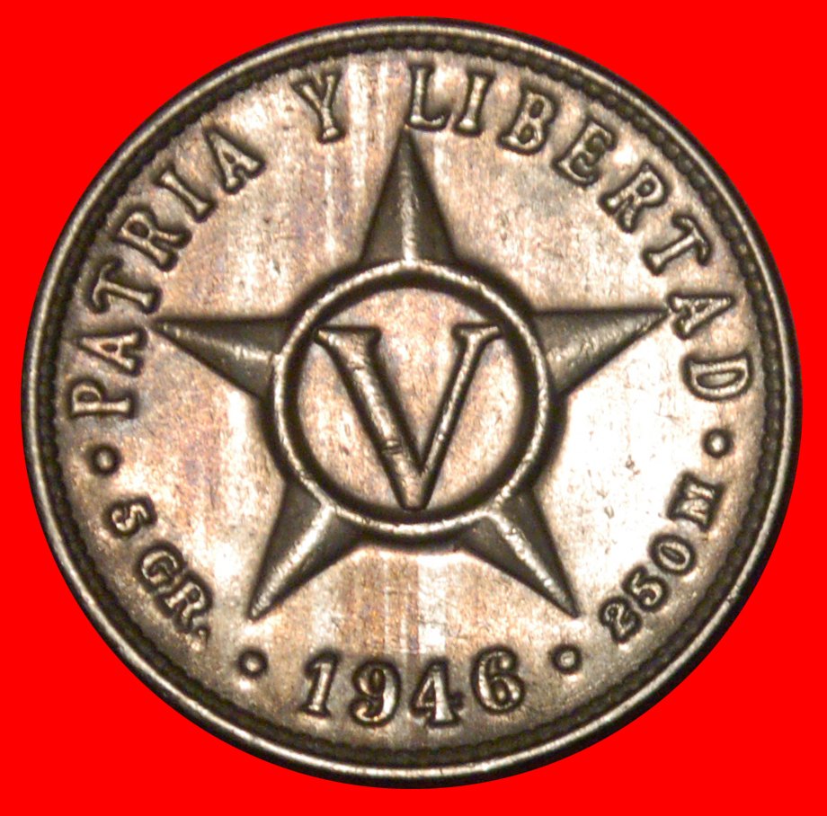  * USA (1915-1961): CUBA ★ 5 CENTAVOS 1946! STAR! LOW START ★ NO RESERVE!   