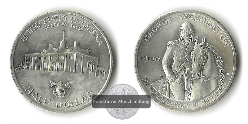  USA  Half Dollar  1982  250. Geburtstag G. Washington  FM-Frankfurt Feinsilber: 11,25g   
