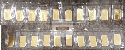 BRD 10 x 10g   Goldbarren (LBMA) MM-Frankfurt Feingold: zus. 100g Umicore  